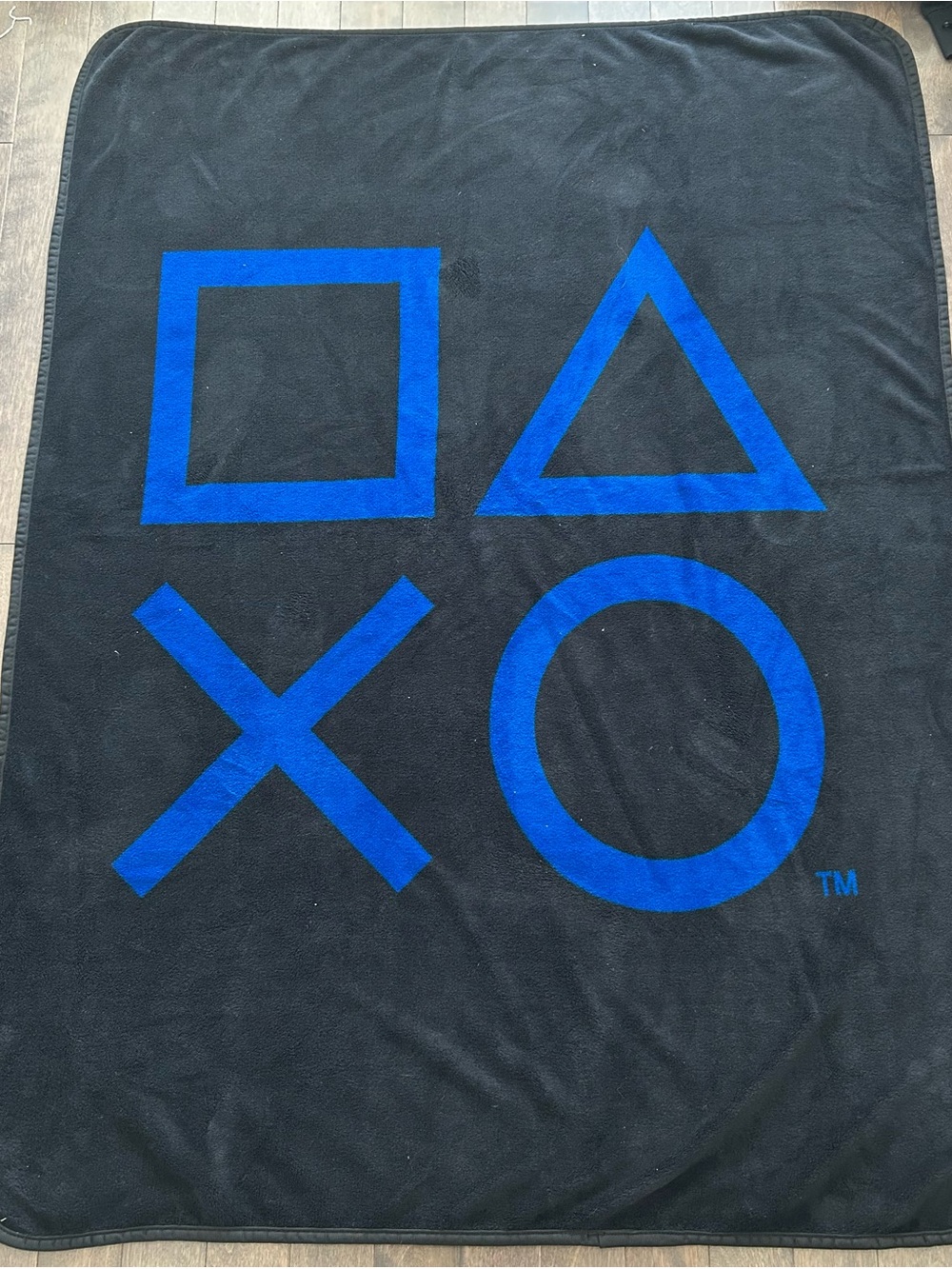 PlayStation Certified Sony Icon Throw Blanket - Black & Blue 48x36”